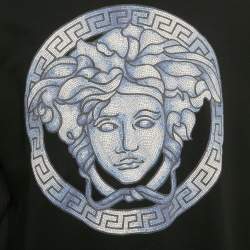 مملوكة مسبقًا Versace Black Medusa Head Printed Cotton Knit Pullover XXL  
