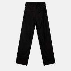 Pre Owned Versace Logo Stripe Gabardine Black Cotton Trouser