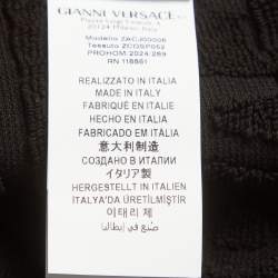 Pre Owned Versace Black Monogram Terry Cotton Belted Long Sleeve Bathrobe XXL 