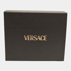 Pre Owned Versace Black Monogram Terry Cotton Belted Long Sleeve Bathrobe XXL 
