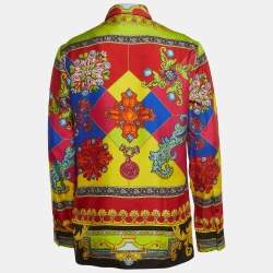 Pre Owned Versace Multicolor Baroque Print Silk Button Down Shirt M