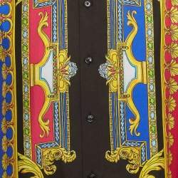 Pre Owned Versace Multicolor Baroque Print Silk Button Down Shirt M