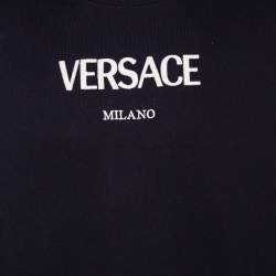 Pre Owned Versace Navy Blue Logo Embroidered Cotton Taylor Fit Sweatshirt L