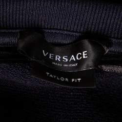 Pre Owned Versace Navy Blue Logo Embroidered Cotton Taylor Fit Sweatshirt L