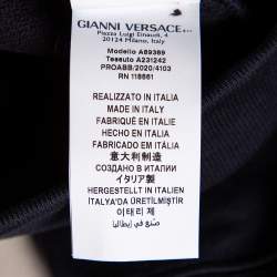 Pre Owned Versace Navy Blue Logo Embroidered Cotton Taylor Fit Sweatshirt L