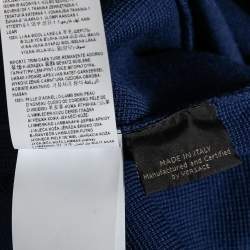 Versace Blue Wool & Leather Medusa Appliqued Zip Front Jacket S 