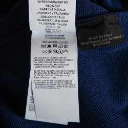 Versace Blue Wool & Leather Medusa Appliqued Zip Front Jacket S 