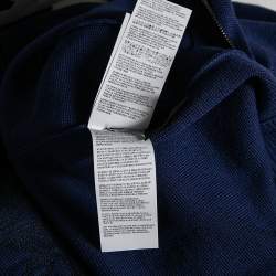 Versace Blue Wool & Leather Medusa Appliqued Zip Front Jacket S 
