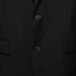 Versace Black Wool Greca Sleeves Single-Breasted Blazer L