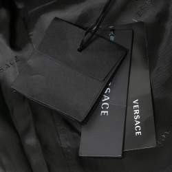 Versace Black Wool Greca Sleeves Single-Breasted Blazer L