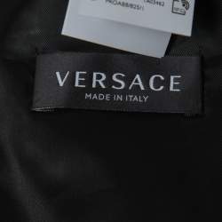 Versace Black Wool Greca Sleeves Single-Breasted Blazer L