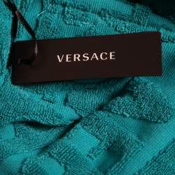 مملوكة مسبقًا Versace Home Green Logo Terry Belted Bathrobe XL