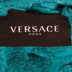 مملوكة مسبقًا Versace Home Green Logo Terry Belted Bathrobe XL