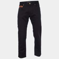 Versace  Black Denim Printed Detail Taylor Fit Jeans XL