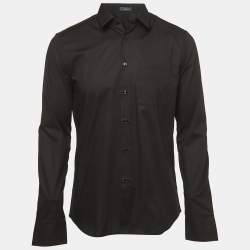 Versace Black Cotton Button Front Full Sleeve Shirt M