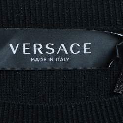 Versace Black Ribbed Knit Logo Sweater 4XL