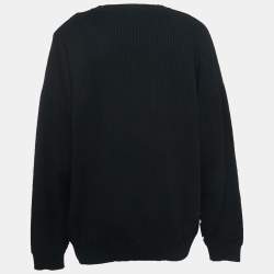 Versace Black Ribbed Knit Logo Sweater 4XL