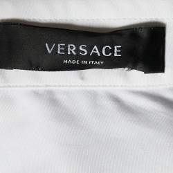 Pre Owned Versace White Cotton Crystal Button Detail Tailored Shirt XL