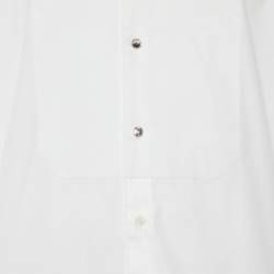 Pre Owned Versace White Cotton Crystal Button Detail Tailored Shirt XL