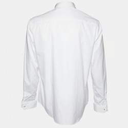 Pre Owned Versace White Cotton Crystal Button Detail Tailored Shirt XL