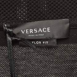 مملوكة مسبقًا Versace Black Cotton Pique Logo Embroidered Polo T-Shirt XL