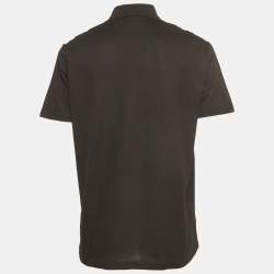 مملوكة مسبقًا Versace Black Cotton Pique Logo Embroidered Polo T-Shirt XL