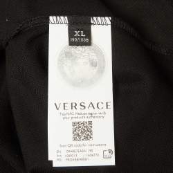 مملوكة مسبقًا Versace Black Cotton Pique Logo Embroidered Polo T-Shirt XL