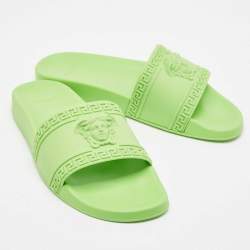 Versace Neon Green Rubber Palazzo Pool Slides Size 46