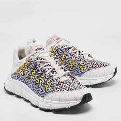 Versace Multicolor Canvas and Leather Trigreca Lace Up Sneakers Size 44