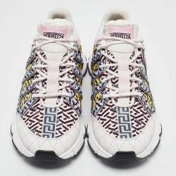 Versace Multicolor Canvas and Leather Trigreca Lace Up Sneakers Size 44