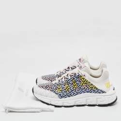 Versace Multicolor Canvas and Leather Trigreca Lace Up Sneakers Size 44
