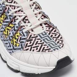 Versace Multicolor Canvas and Leather Trigreca Lace Up Sneakers Size 44