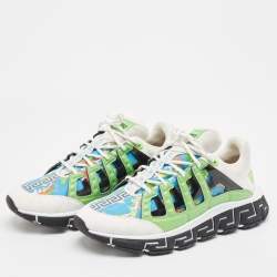 Versace Multicolor Canvas and Leather Trigreca Lace Up Sneakers Size 46