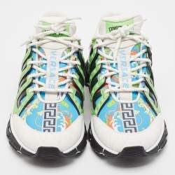 Versace Multicolor Canvas and Leather Trigreca Lace Up Sneakers Size 46