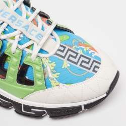 Versace Multicolor Canvas and Leather Trigreca Lace Up Sneakers Size 46