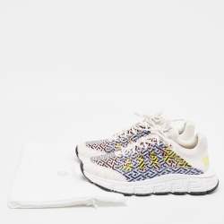 Versace Multicolor Canvas and Leather Trigreca Lace Up Sneakers Size 45