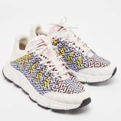 Versace Multicolor Canvas and Leather Trigreca Lace Up Sneakers Size 45