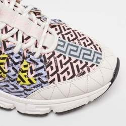 Versace Multicolor Canvas and Leather Trigreca Lace Up Sneakers Size 45