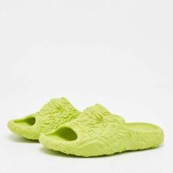 Versace Green Baroque Medusa Embossed Rubber Pool Slides Size 43
