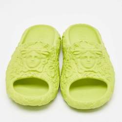 Versace Green Baroque Medusa Embossed Rubber Pool Slides Size 43