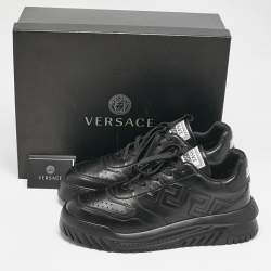 Versace Black Leather Odissea Sneakers Size 46