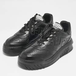 Versace Black Leather Odissea Sneakers Size 46