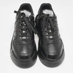 Versace Black Leather Odissea Sneakers Size 46