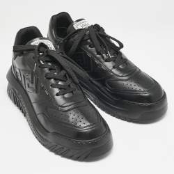 Versace Black Leather Odissea Sneakers Size 46