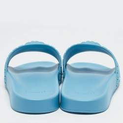 Versace Light Blue Rubber Pool Flat Slides Size 44