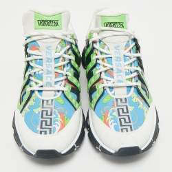 Versace Multicolor Leather and Canvas Trigreca Sneakers Size 46