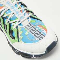 Versace Multicolor Leather and Canvas Trigreca Sneakers Size 46