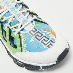 Versace Multicolor Leather and Canvas Trigreca Sneakers Size 46