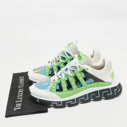Versace Multicolor Leather and Canvas Trigreca Sneakers Size 46
