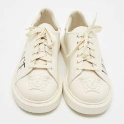 Versace Cream Leather Medusa Logo Low Top Sneakers Size 45